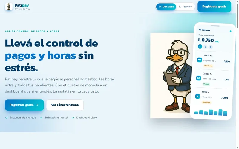 Pantalla de PatiPay con los pagos pendientes de la semana al personal de la casa
